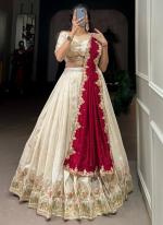 Vichitra Silk Off White Party Wear Emboidery Work Readymade Lehenga Choli